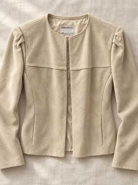 ✨ Vintage Objectives Puff Sleeve Jacket | Collarless Tan Blazer M